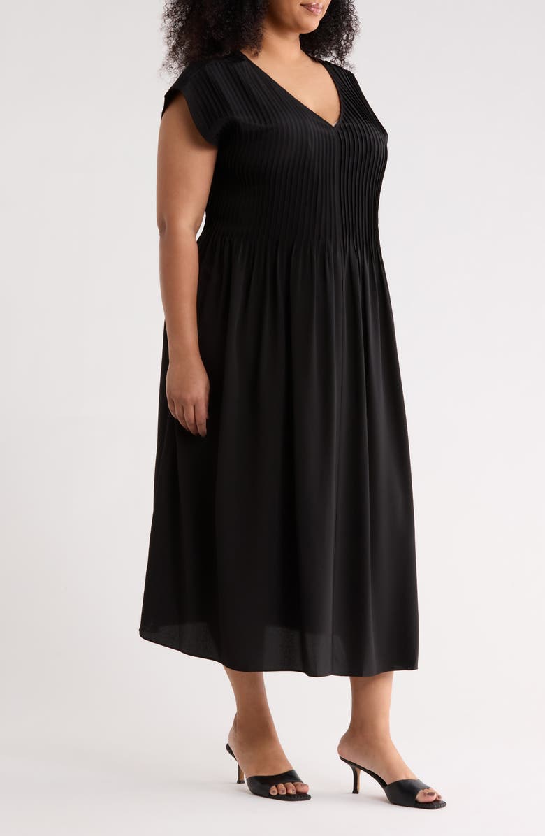Eileen Fisher V-Neck Silk Maxi Dress, Alternate, color, Black