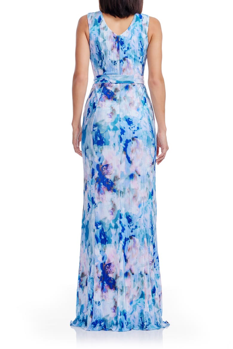 Sandra Plissé Sleeveless Gown, Alternate, color, PALE BLUE MULTI