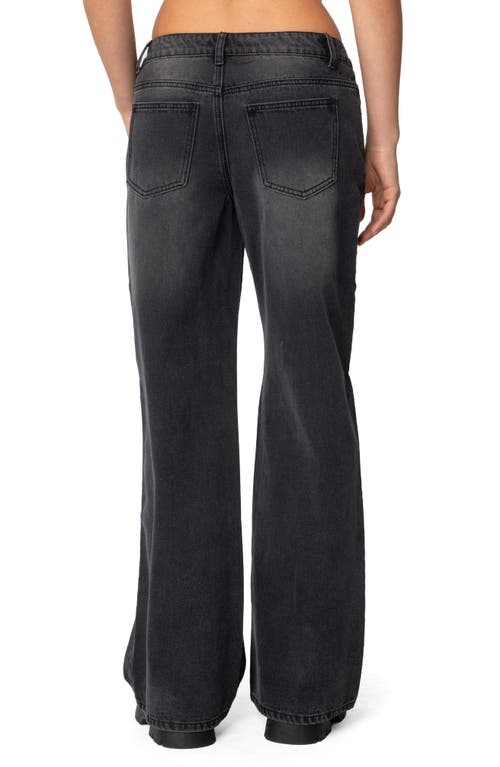 Edikted Grommet Low Rise Baggy Wide Leg Jeans In Black