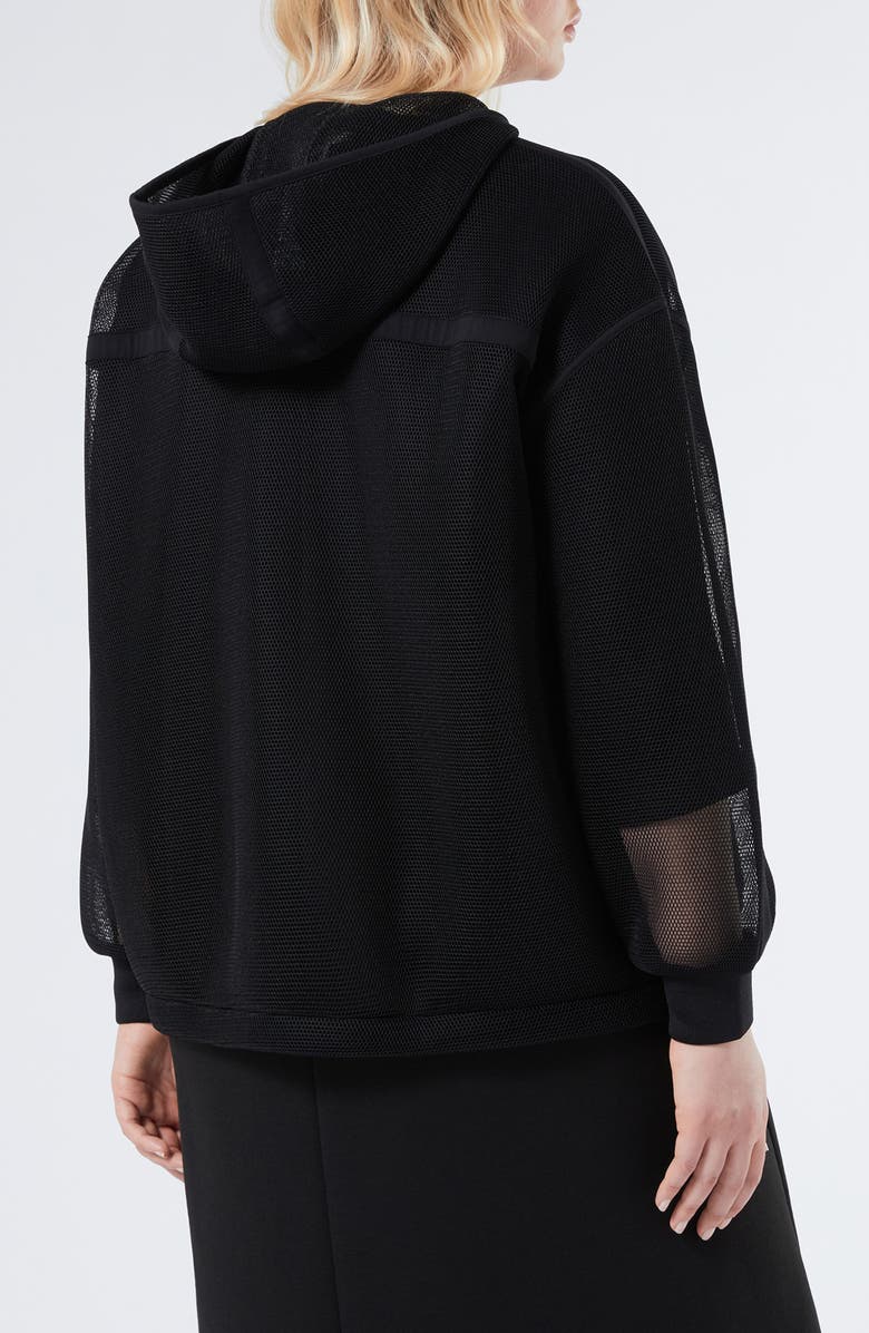 Marina Rinaldi Pantone Jersey Mesh Zip Hoodie, Alternate, color, Black