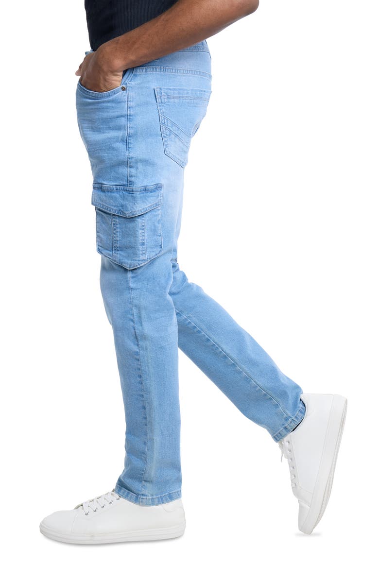 XRAY Slim Fit Cargo Jeans, Alternate, color, Light Blue