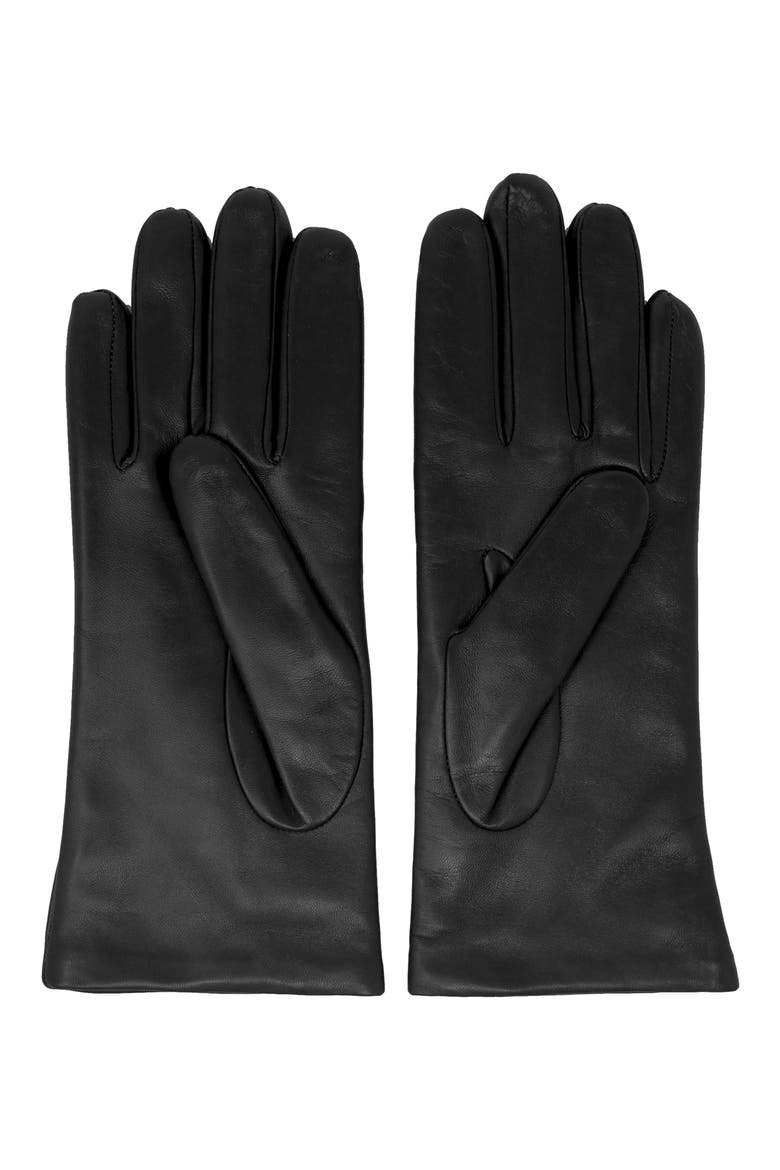 Women's Cashmere Lined Lambskin Leather Gloves, Alternate, color, BLACK