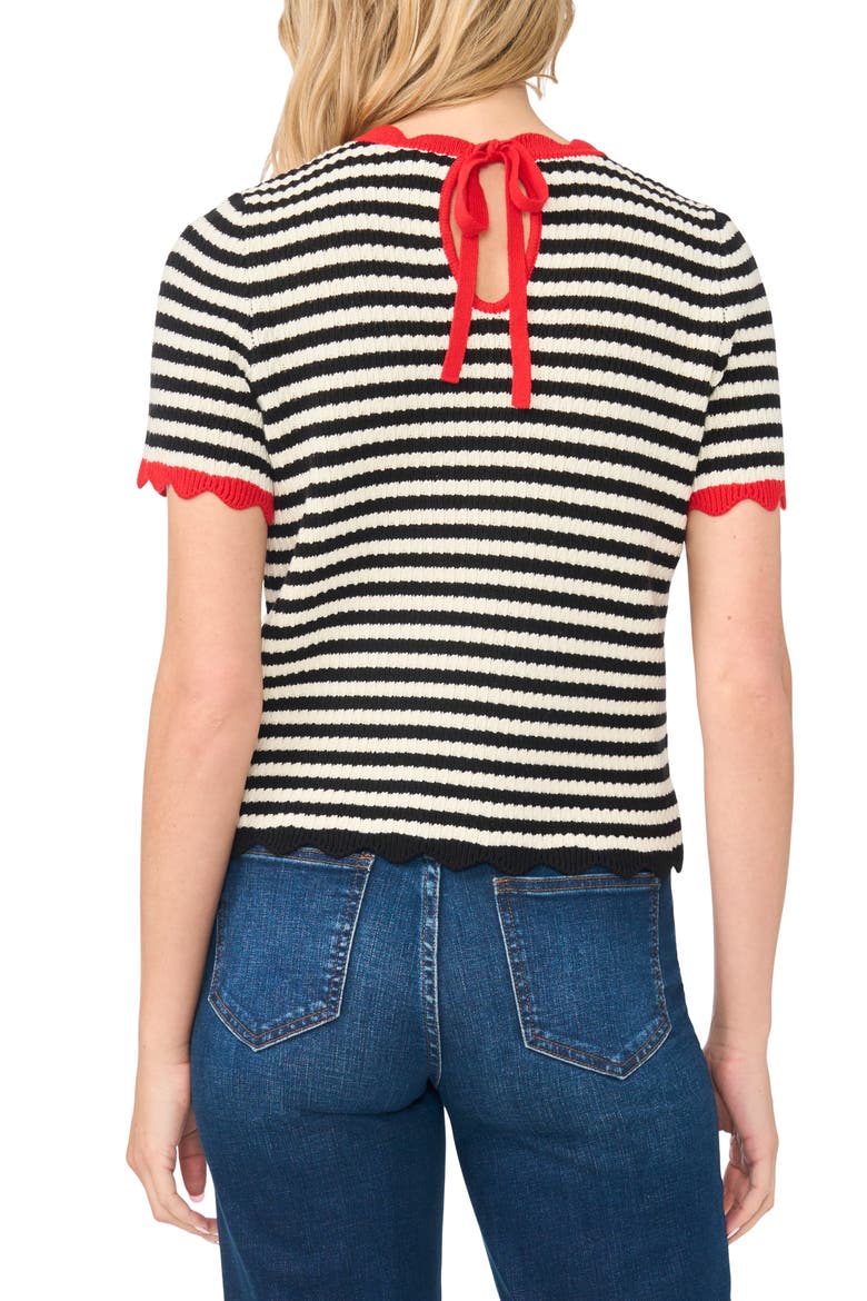 Stripe Pointelle Crewneck Sweater, Alternate, color, BLACK