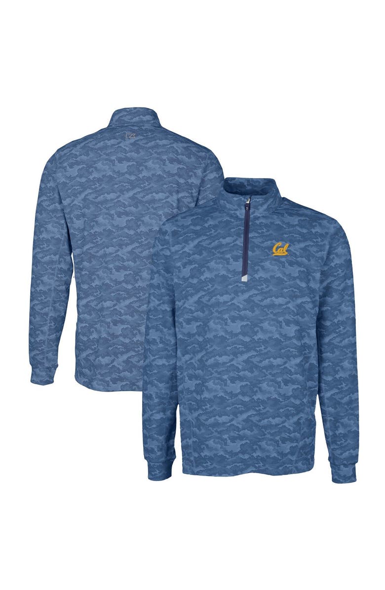 Cutter & Buck Men's Cutter & Buck Navy Cal Bears Big & Tall Traverse Camo Print Stretch Quarter-Zip Pullover Top, Alternate, color, 