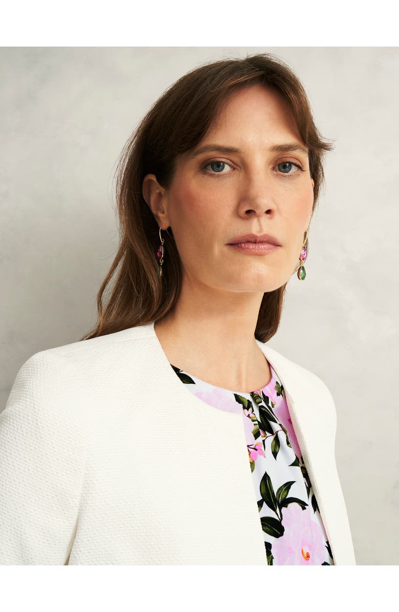 HOBBS LONDON Elize Cropped 3/4 Sleeve Occasion Jacket, Alternate, color, Ivory