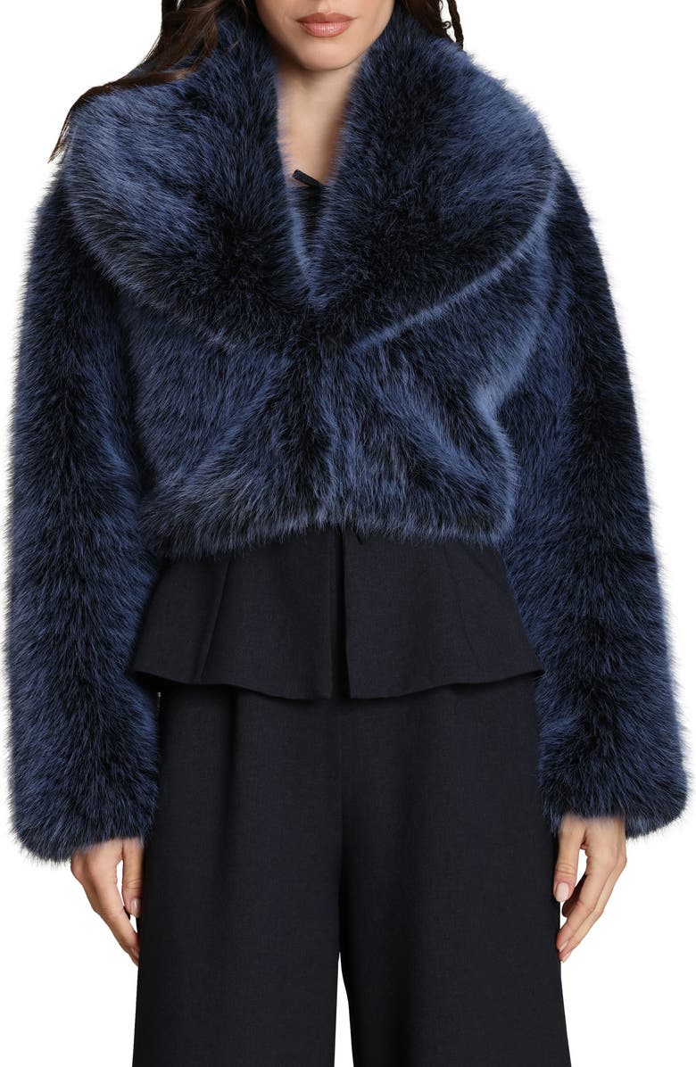 Avec Les Filles Faux Fur Crop Jacket, Main, color, Blue - Black