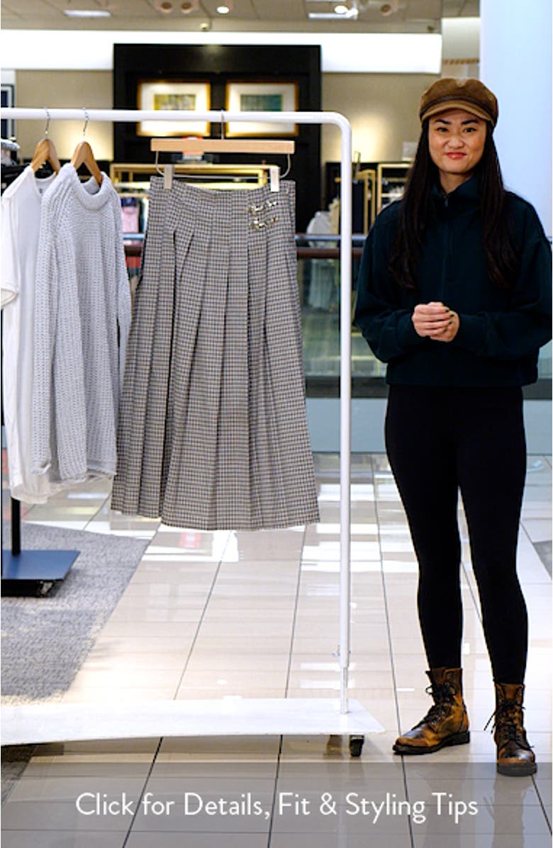 Fame Plaid Pleated Midi Skirt, sales video thumbnail