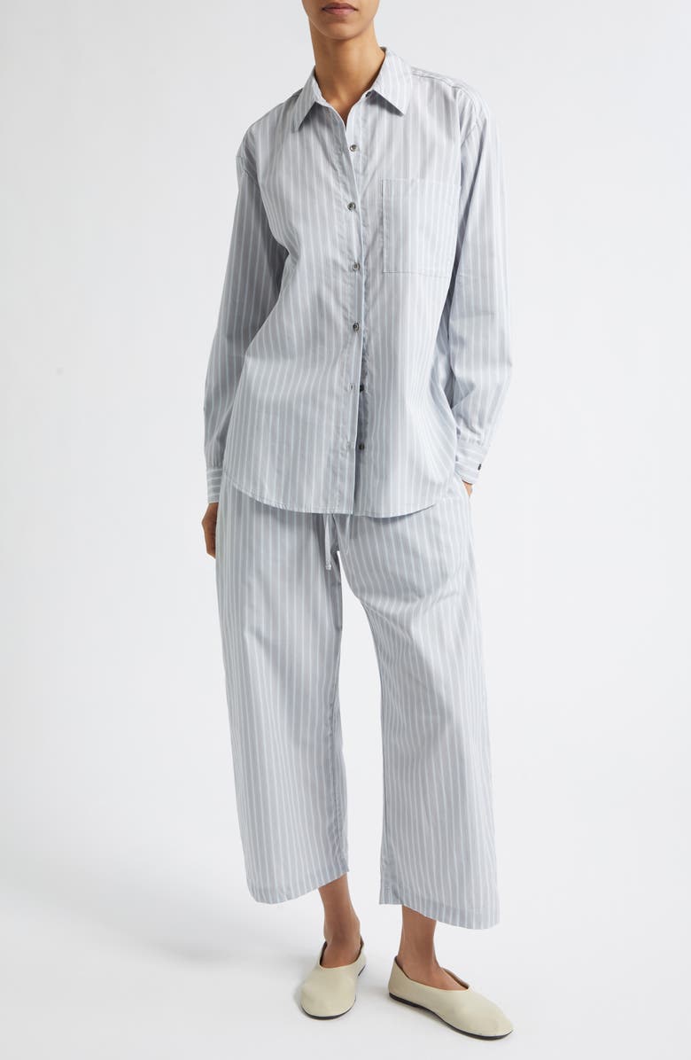 LESET Yoshi Stripe Cotton Button-Up Shirt, Alternate, color, Sterling Stripe