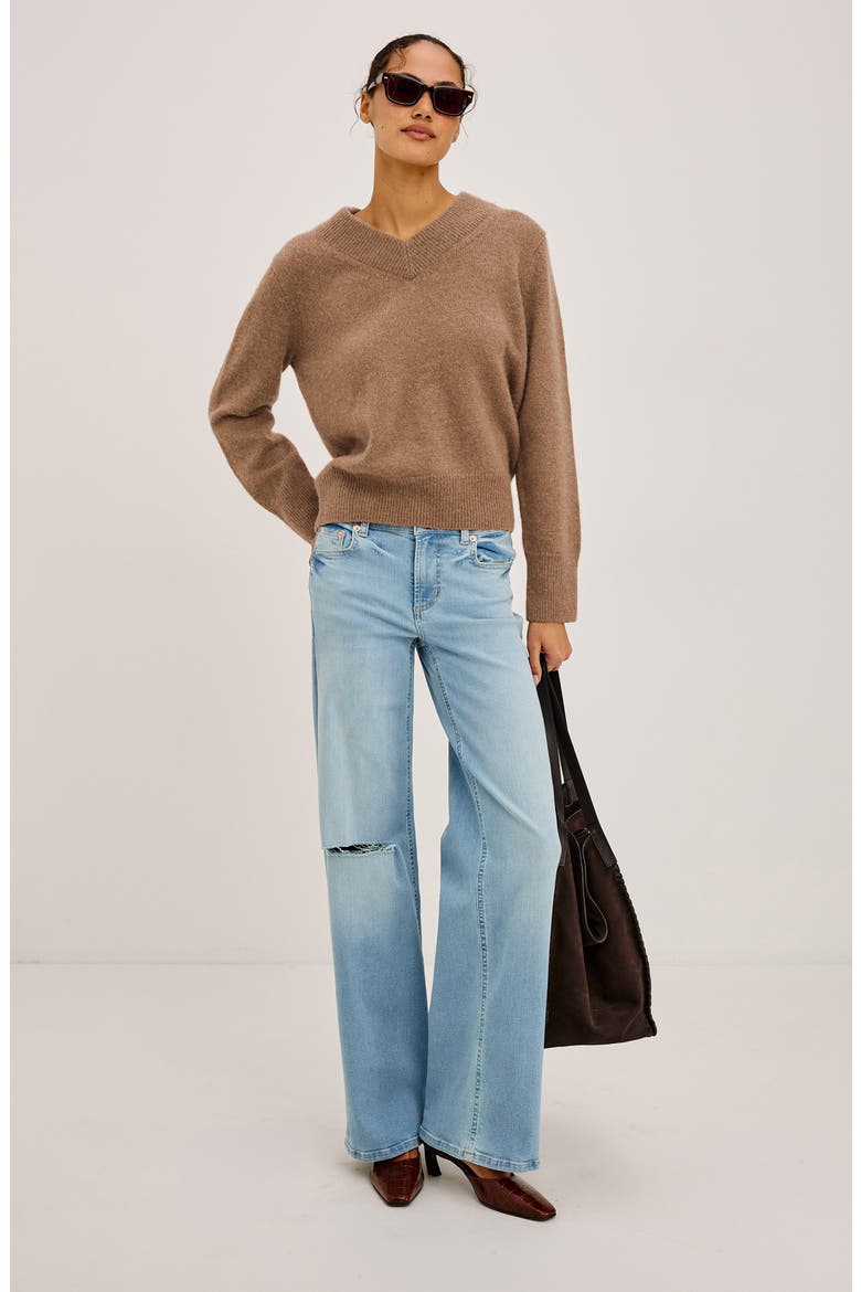 Lidya V-Neck Sweater, Alternate, color, HEATHER CAMEL