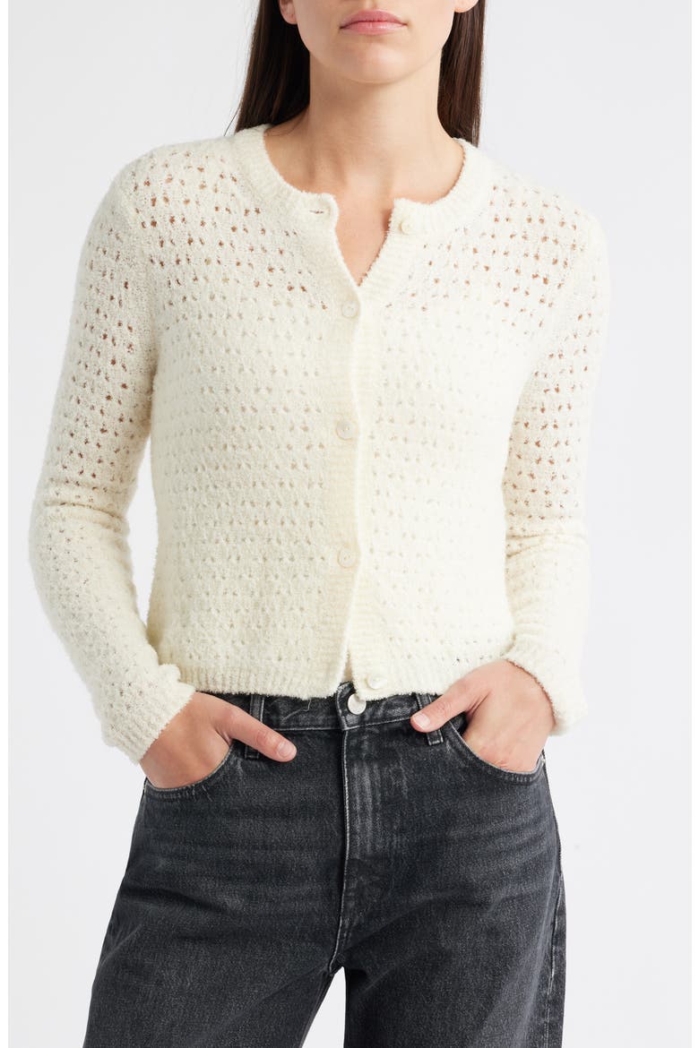 The Chenille Open Stitch Cardigan, Alternate, color, CREAM