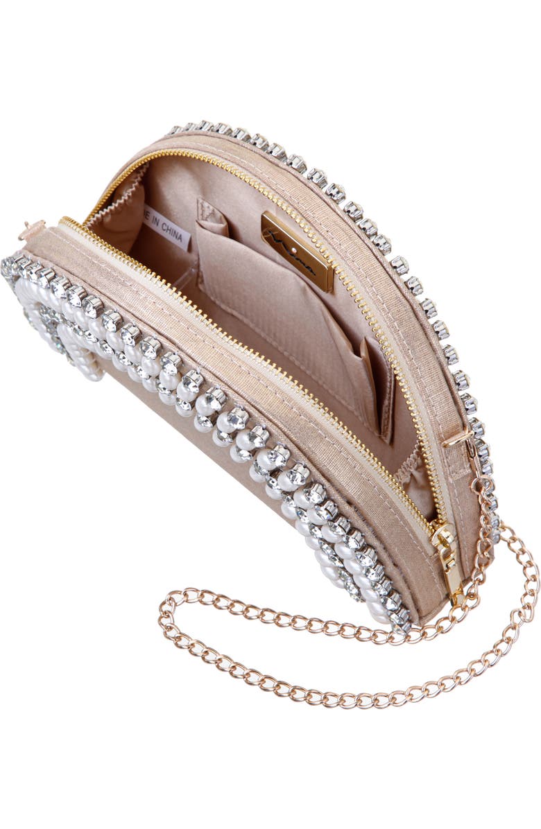 Nina Half Moon Embellished Crossbody Clutch, Alternate, color,