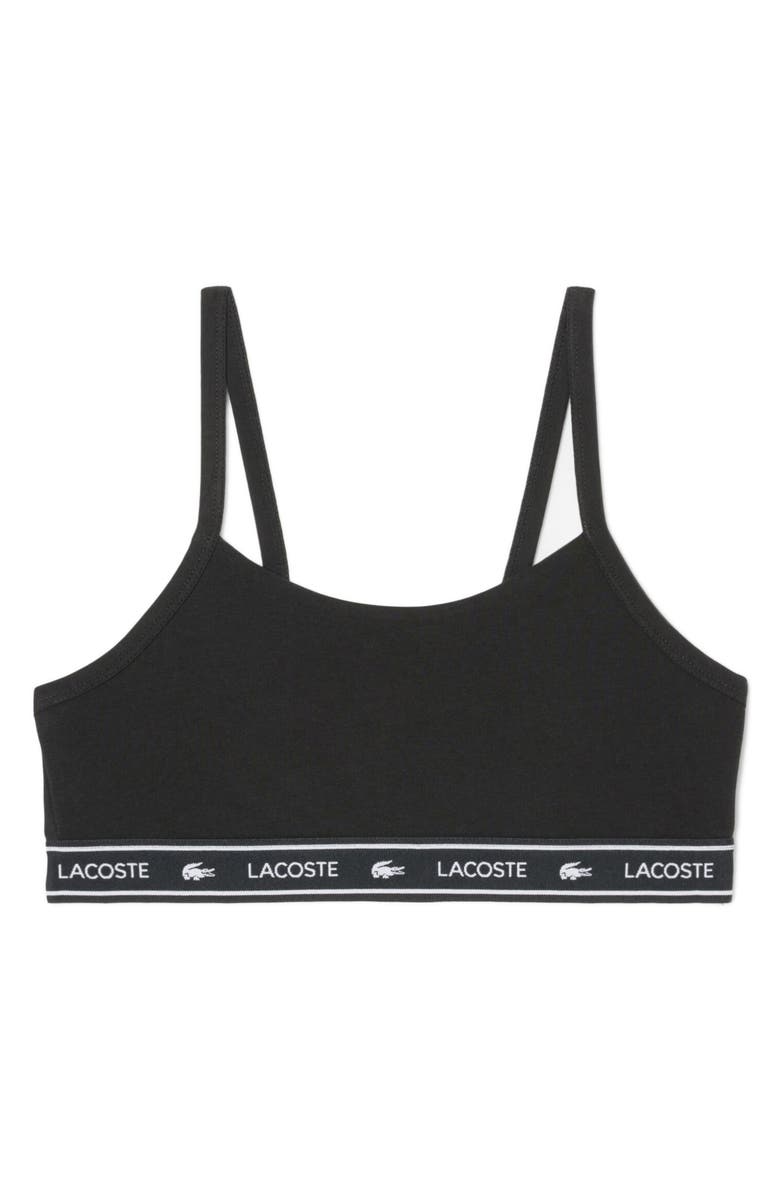 Lacoste Stretch Cotton Bralette, Alternate, color, Black