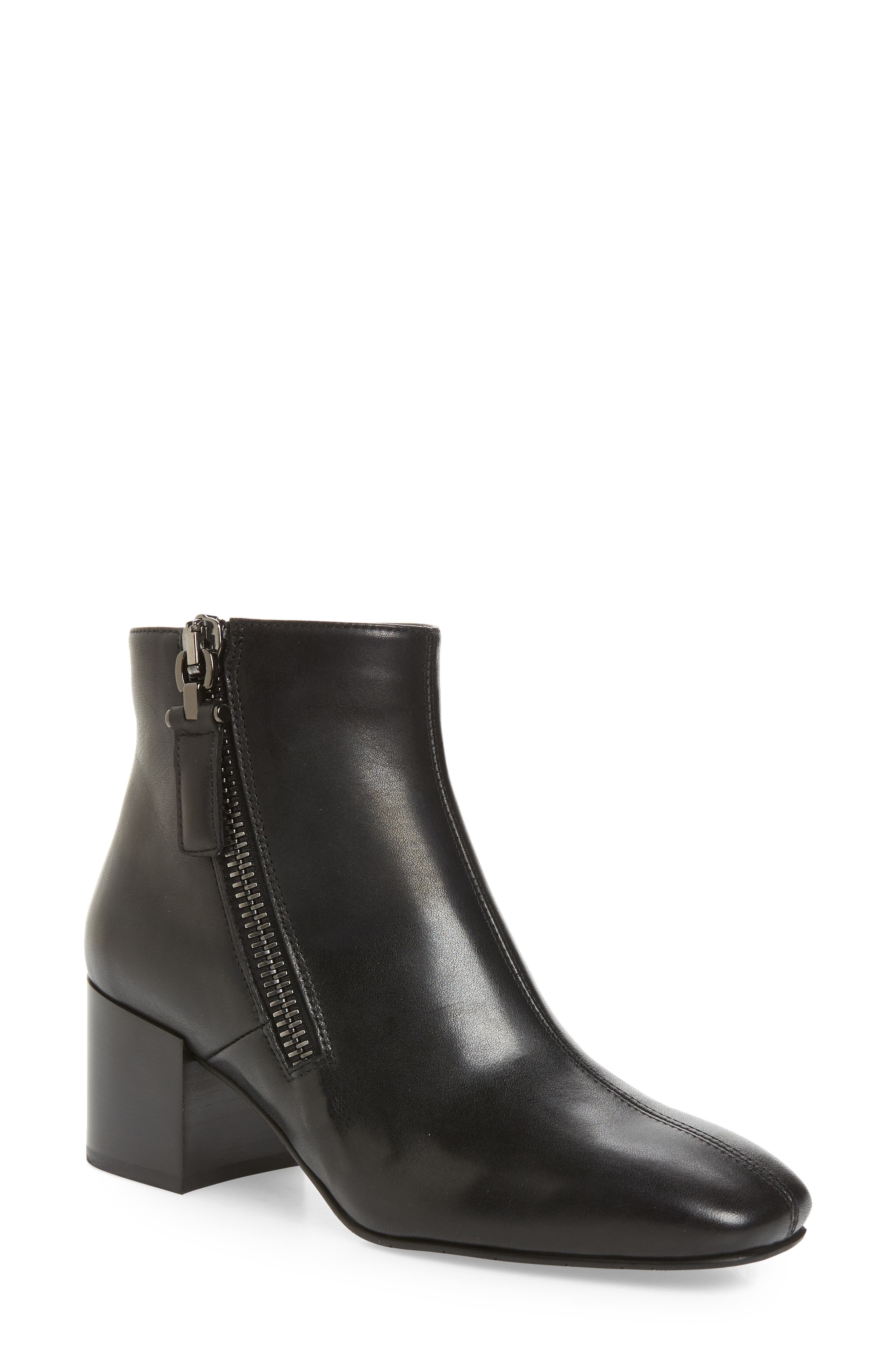 Cathryn Water Resistant Bootie, Main, color, BLACK LEATHER