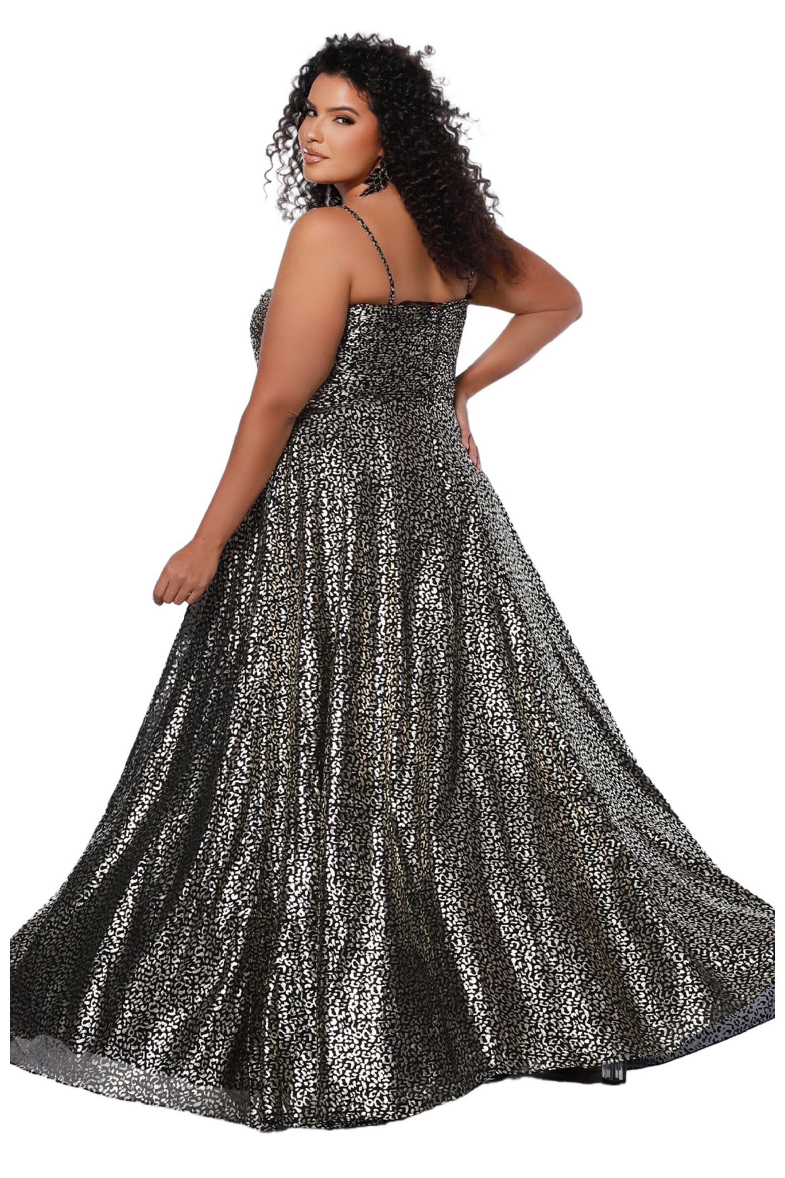 Animal Print Spaghetti Strap Plus Size A-Line Gown (Women) | Nordstrom