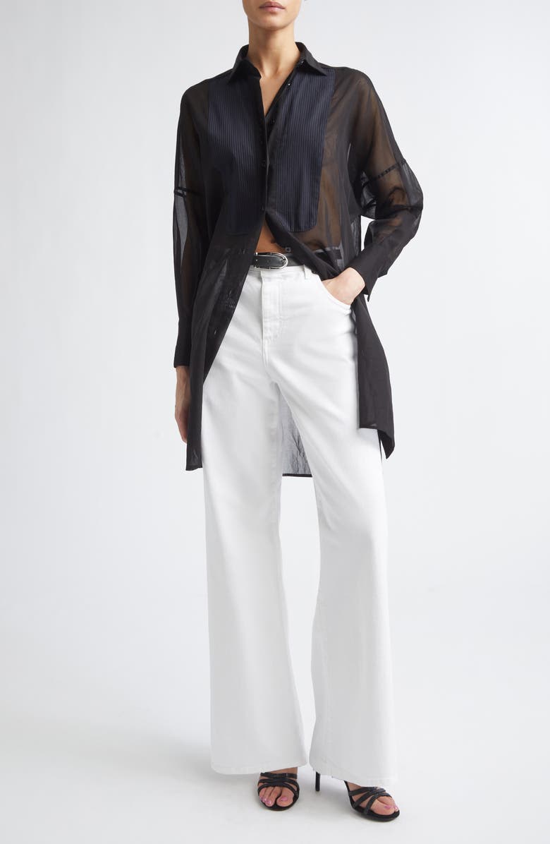 Eleventy Long Tuxedo Shirt with Plastron, Alternate, color, 22 Black