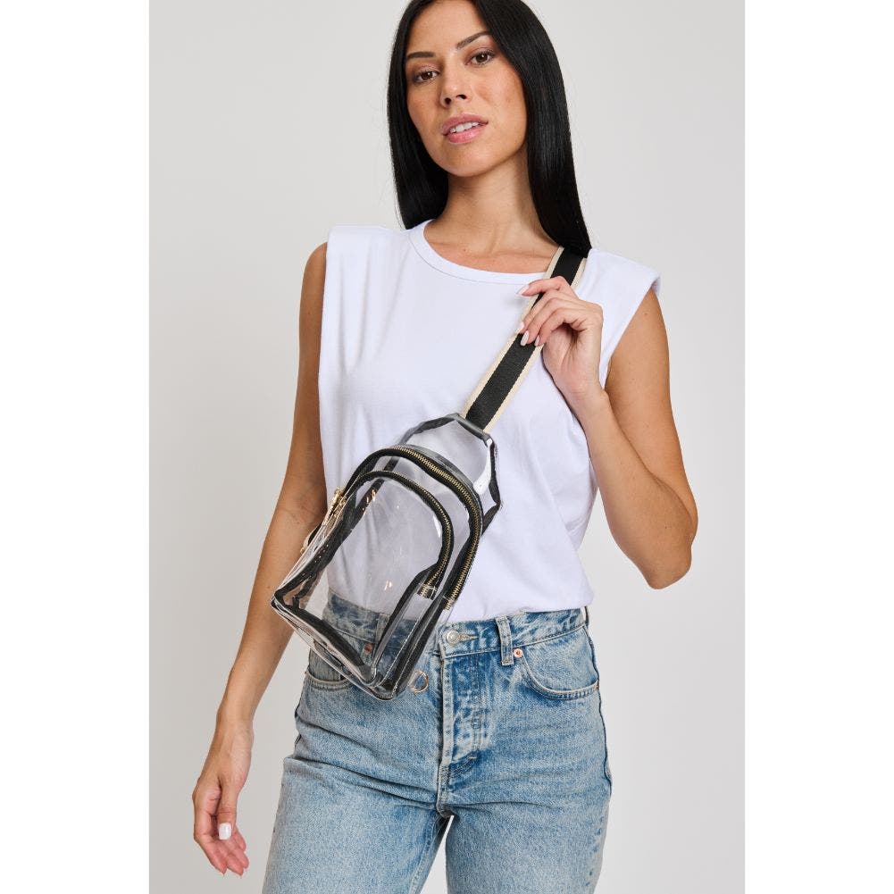 MODA LUXE Britney Sling Backpack, Alternate, color, Clear Black