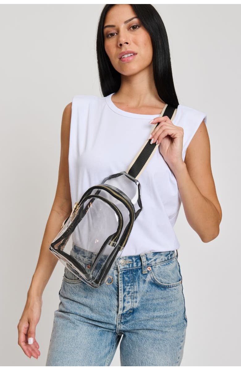 MODA LUXE Britney Sling Backpack, Alternate, color, Clear Black