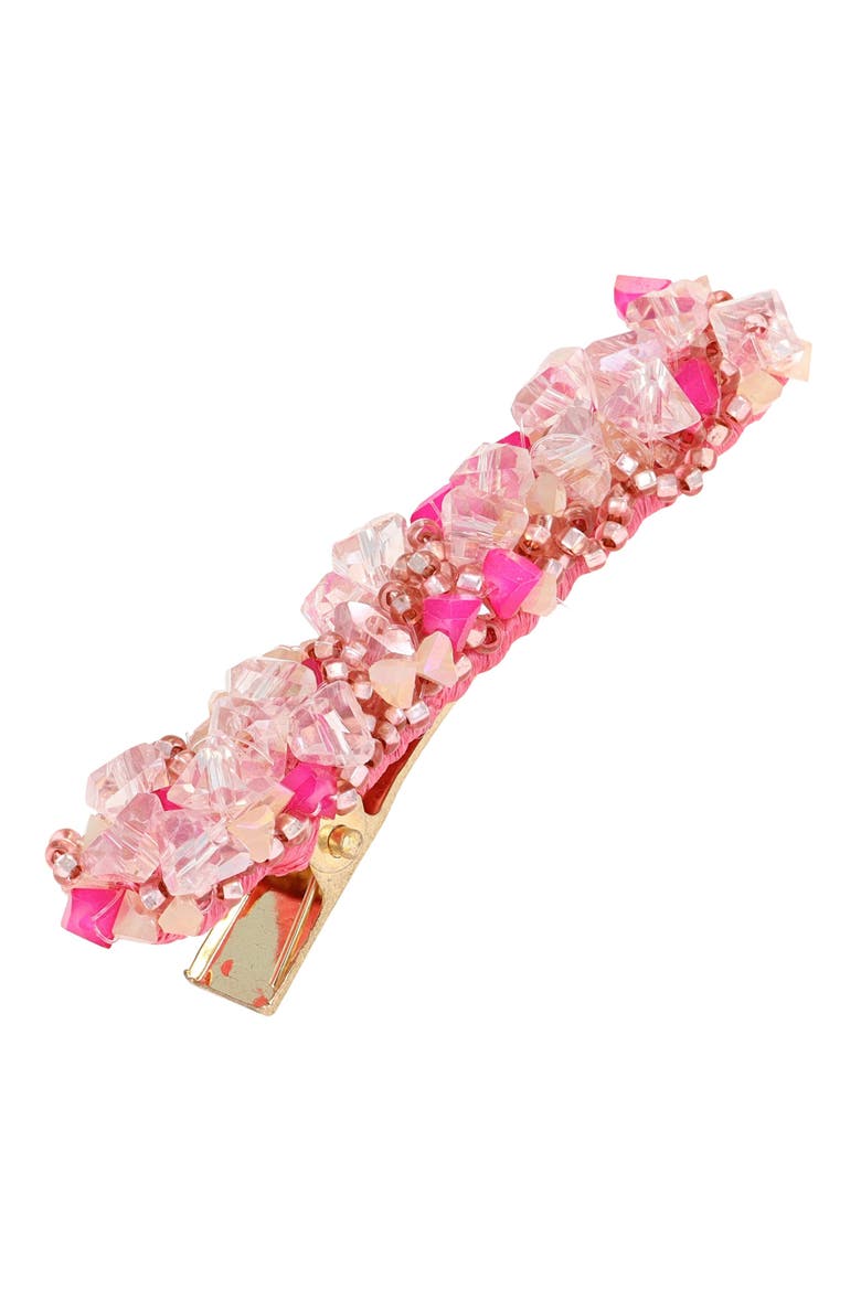 Mini Jana Crystal Pinch Clip, Main, color, FUCHSIA