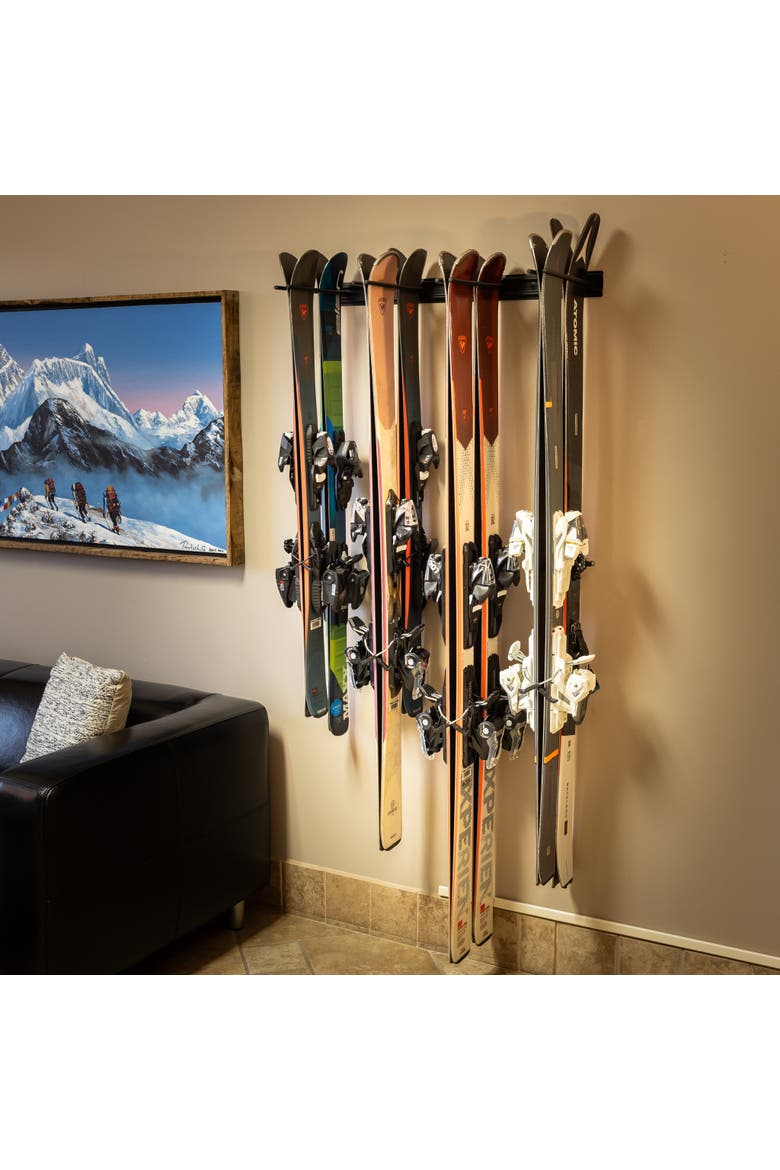 Snowbasin Ski Storage Rack - Holds 8 Pairs of Skis, Alternate, color, Black