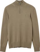 AllSaints Kilburn Mock Neck Wool Blend Quarter Zip Sweater