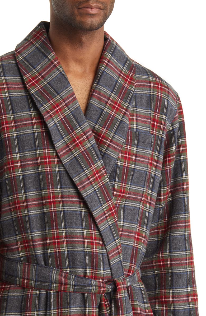 L.L.Bean Scotch Plaid Fleece-Lined Cotton Flannel Robe, Alternate, color, 