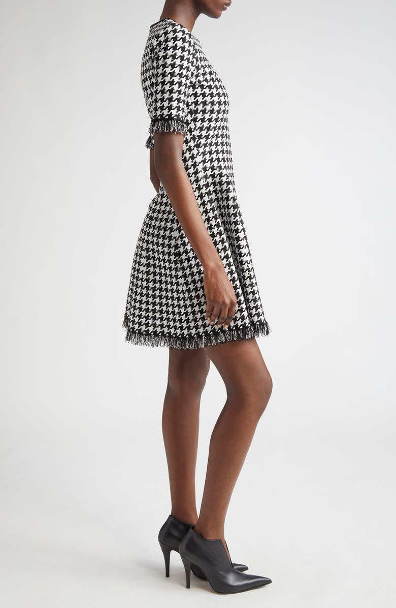 McQueen Houndstooth Check Fit & Flare Minidress, Alternate, color, Black/ Ivory