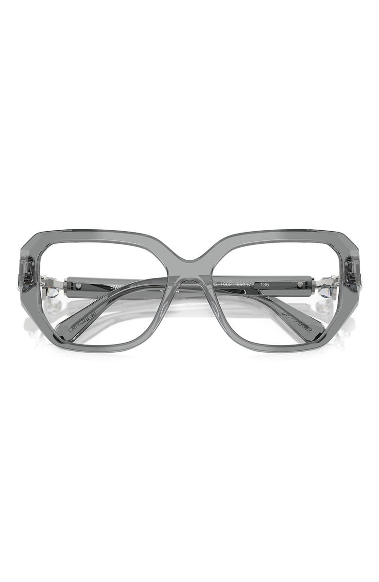 Swarovski 55mm Geometric Optical Glasses, Alternate, color, Transparent Grey