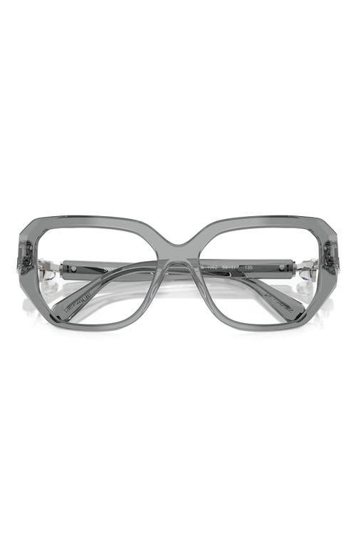 Swarovski 55mm Geometric Optical Glasses In Transparent Grey