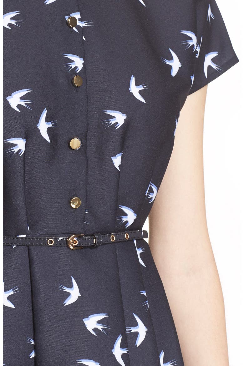 swallow print shirtdress, Alternate, color, RICH NAVY