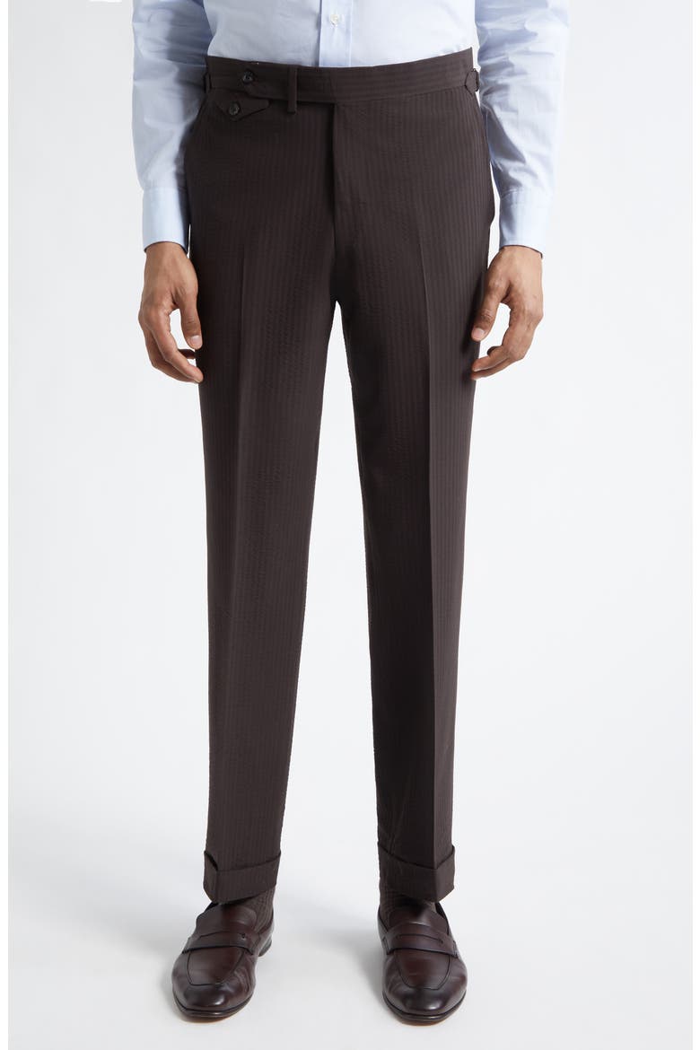 Waverly Tapered Virgin Wool Seersucker Suit, Alternate, color, BROWN