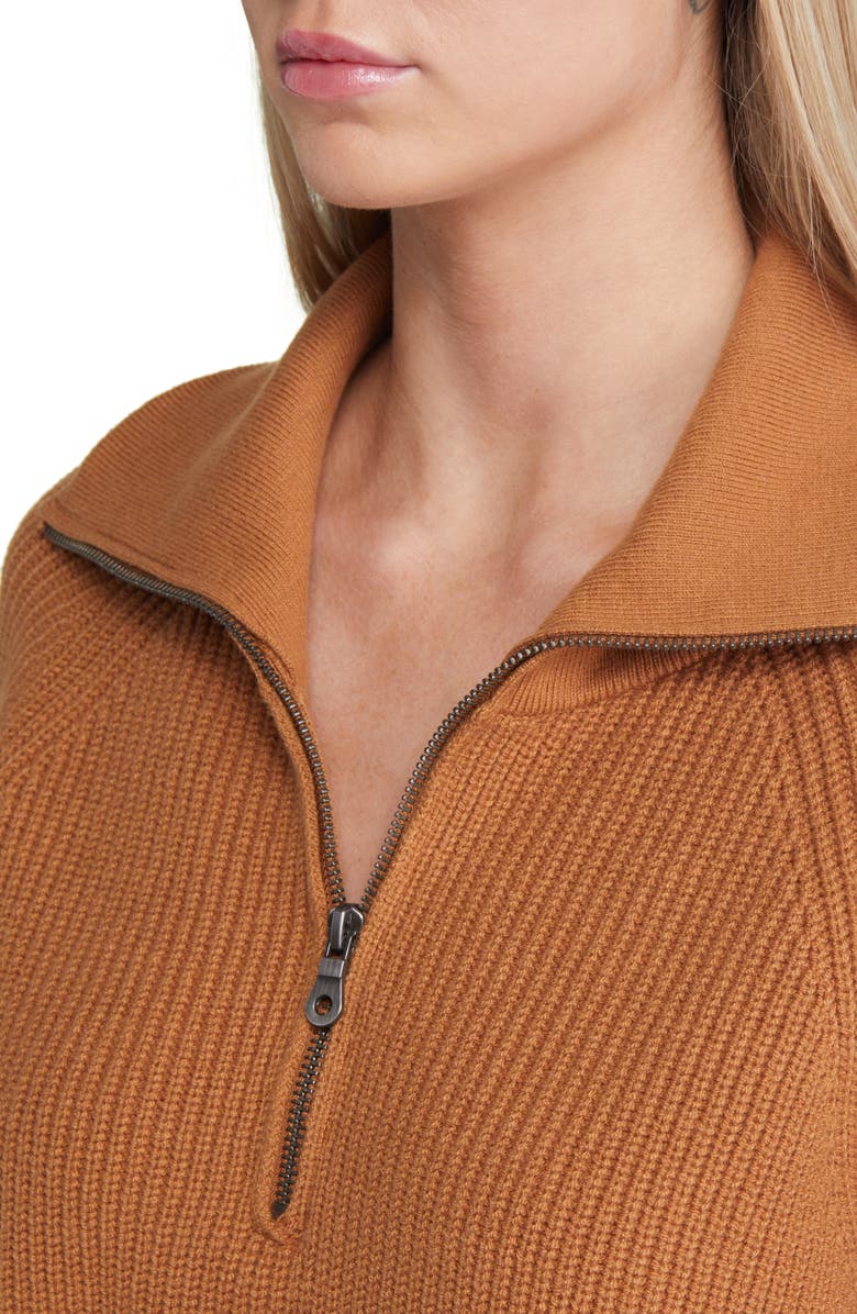 Open Edit Half Zip Cotton Blend Rib Sweater, Alternate, color, 