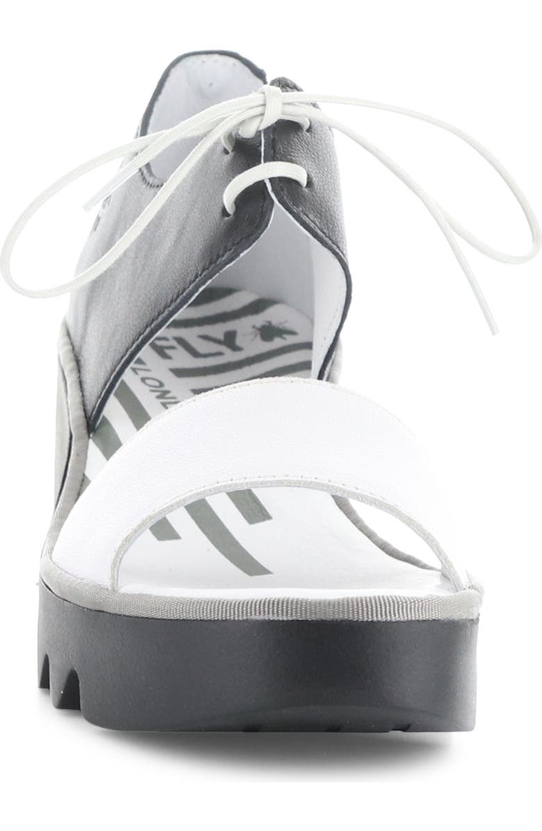 Fly London Bilu Platform Wedge Sandal, Alternate, color, 002 White/Black Mous