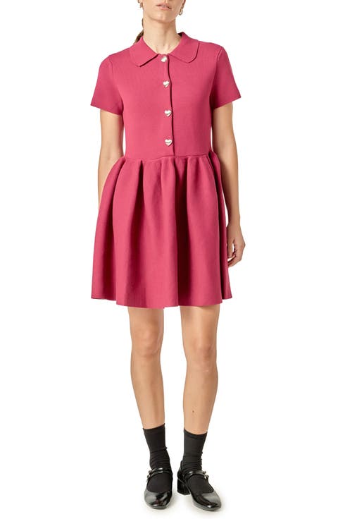 Heart Button Knit Minidress