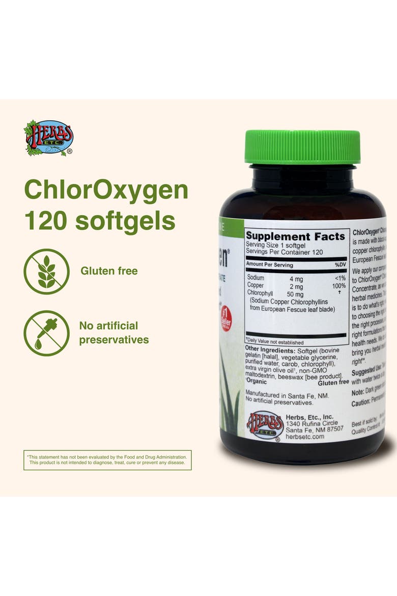 ChlorOxygen Chlorophyll Concentrate - Aids Healthy Blood Circulation - High-Altitude Environment Support - Energy Support - 120 Softgels, Alternate, color, No Color