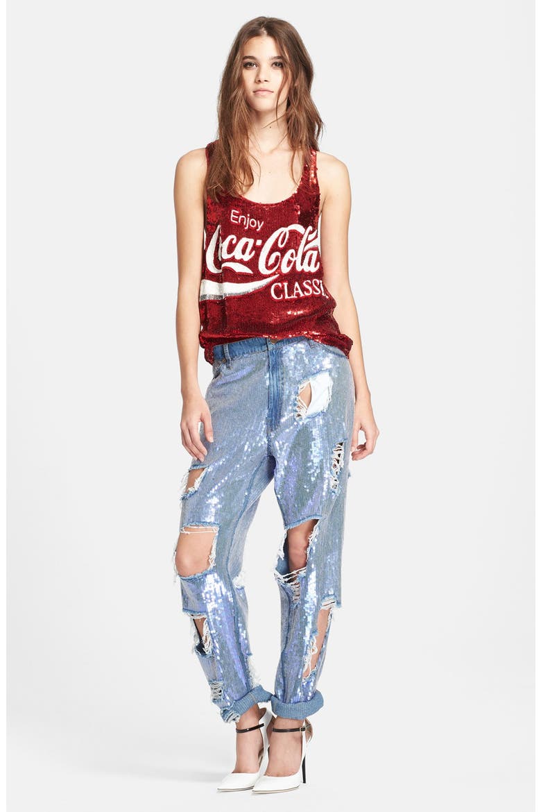 Destroyed Sequin Jeans, Alternate, color, ULTRAVIOLET