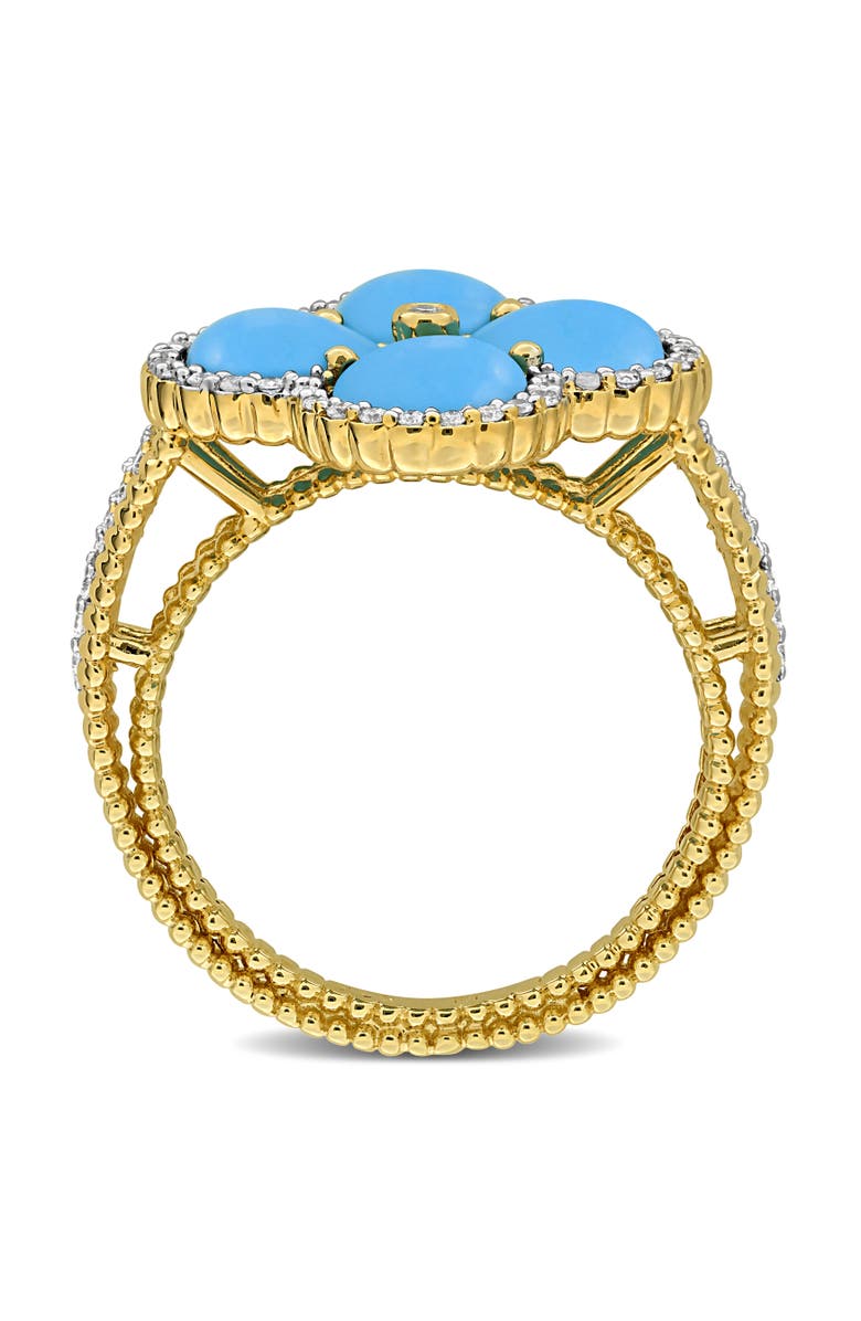 Julianna B. Created Gemstone & 1/3 CTW Diamond Clover Flower Ring, Alternate, color, Created Turquoise