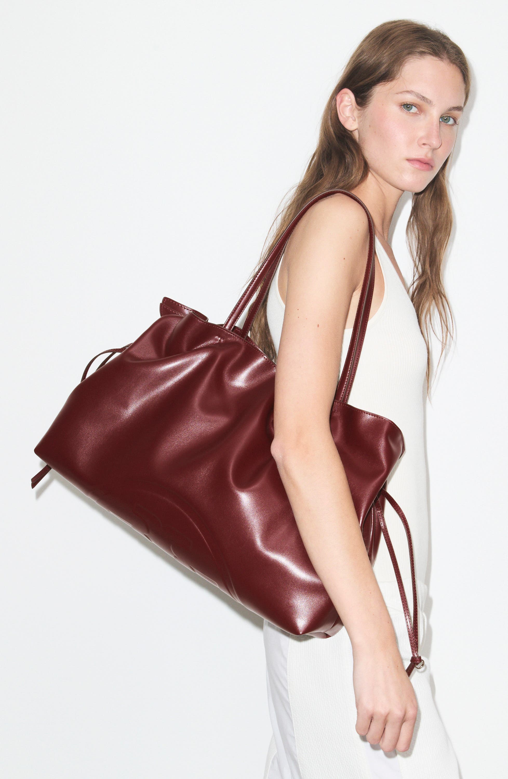Ella Natuura™ Drawstring Tote, Alternate, color, MERLOT