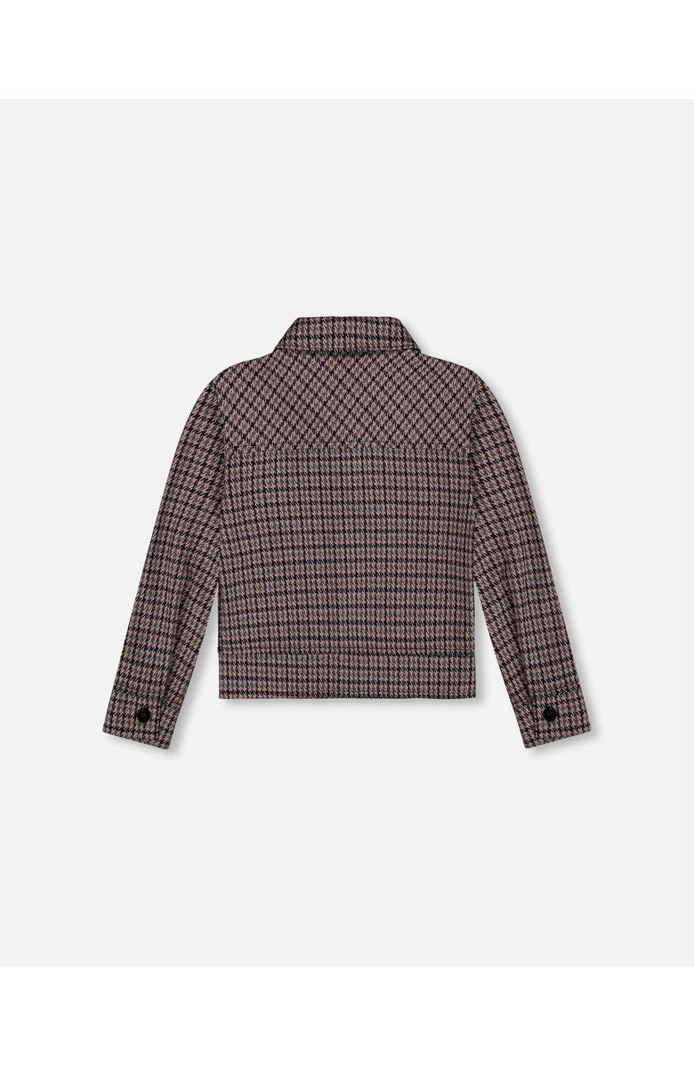 Deux par Deux Jacquard Knit Jacket with Houndstooth, Alternate, color, Black And Houndstooth