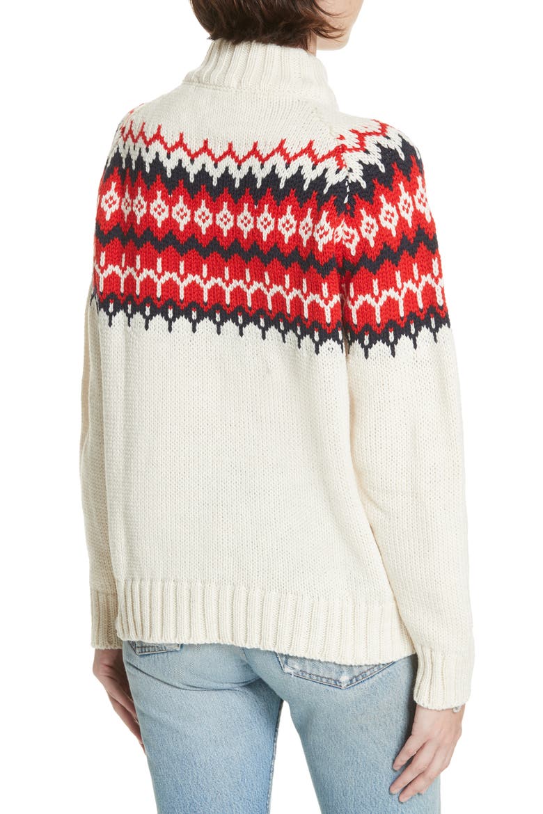 Bansha Fair Isle Merino Wool Sweater, Alternate, color, ECRU/ RED