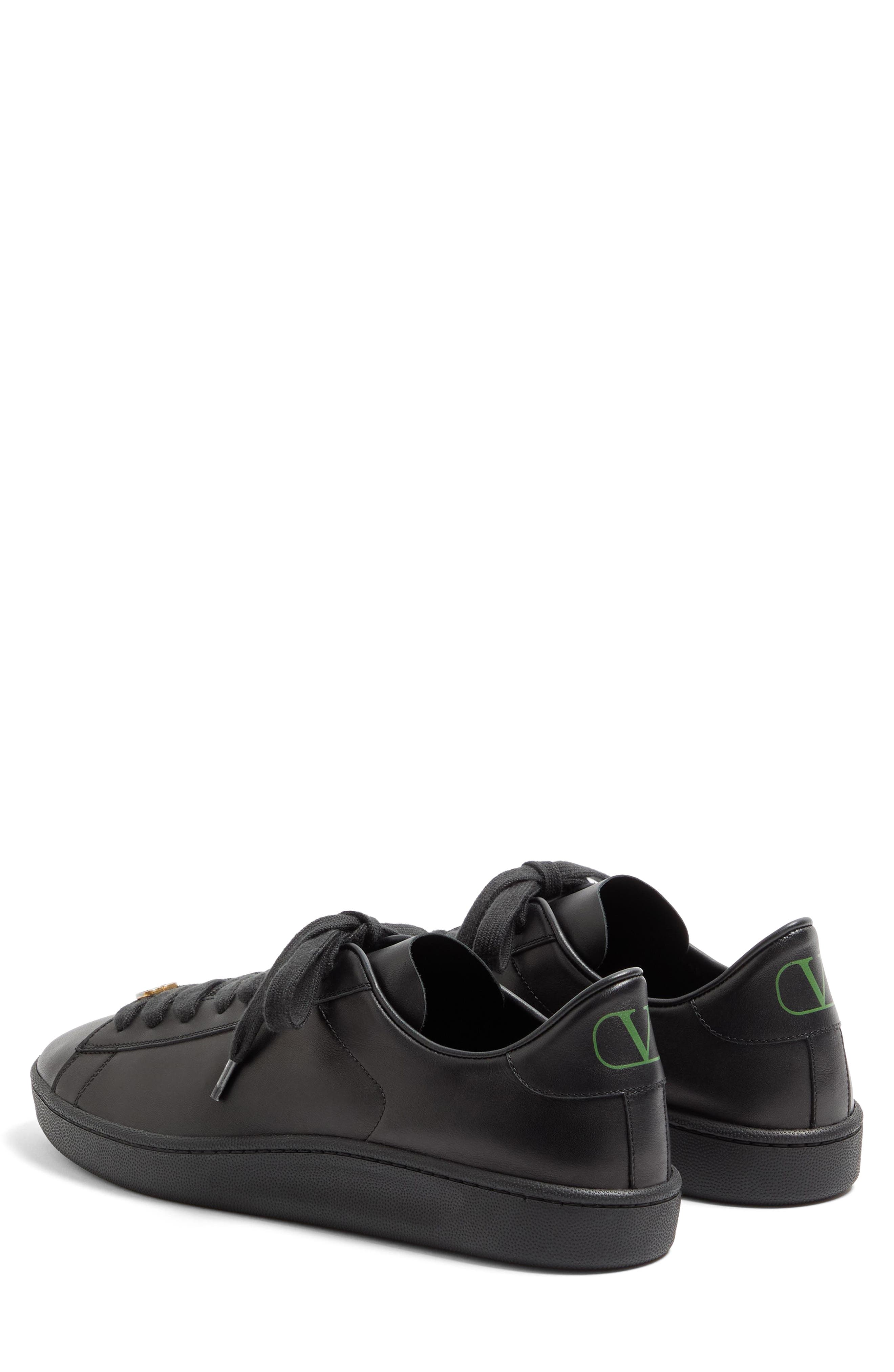 Valentino Garavani Calfskin Leather Sneaker, Alternate, color, Nero/ Green/ Nero