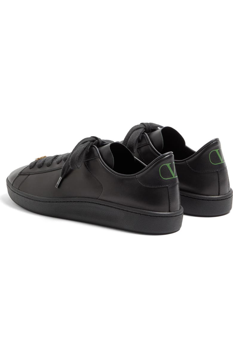 Valentino Garavani Calfskin Leather Sneaker, Alternate, color, Nero/ Green/ Nero