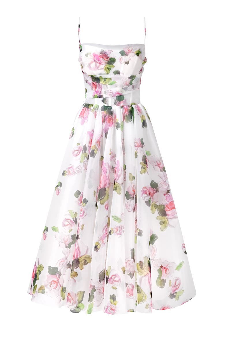 Spaghetti Strap Midi Dress With A Floral Print, Main, color, Apple Blossom