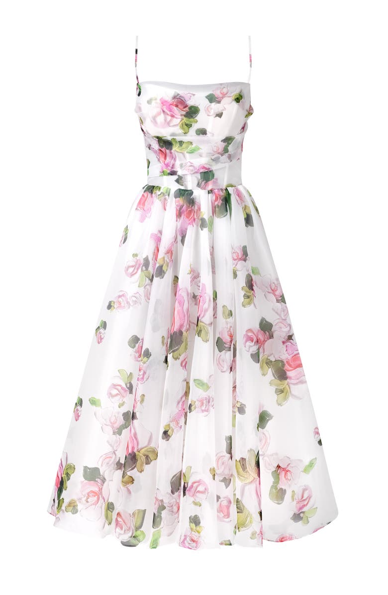 Milla Spaghetti Strap Midi Dress With A Floral Print, Main, color, 