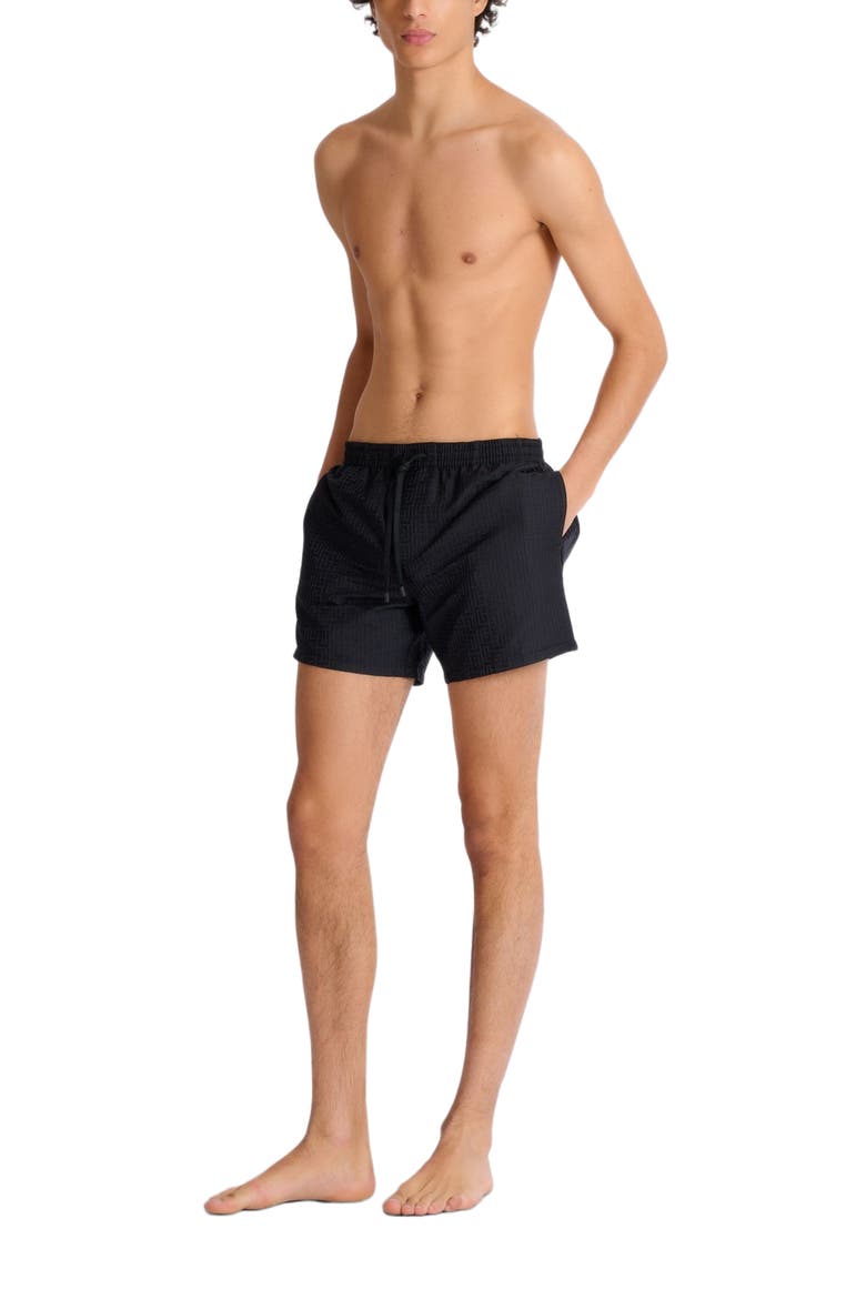 Monogrammed swim shorts, Alternate, color, black