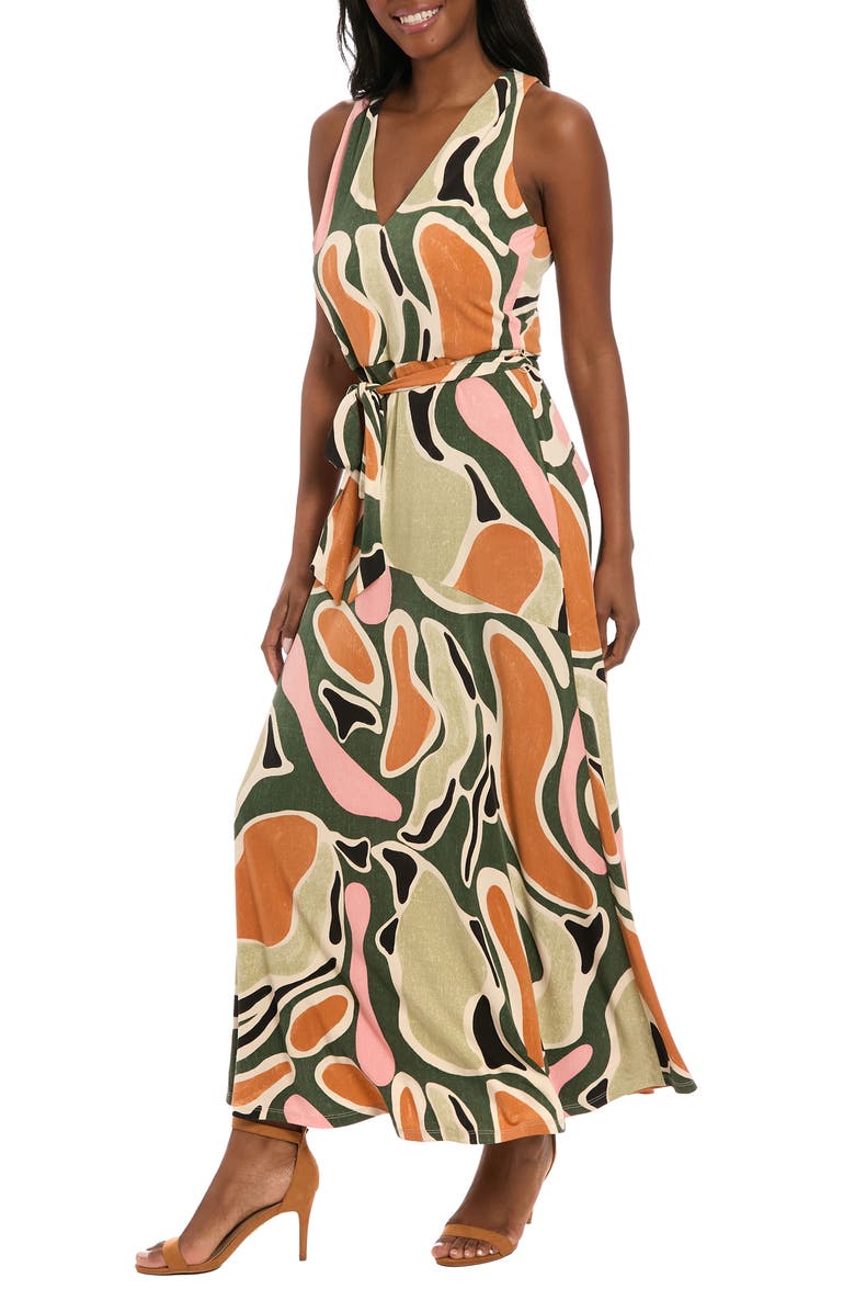 London Times Asymmetric Maxi Dress, Alternate, color, Olive/ Sage