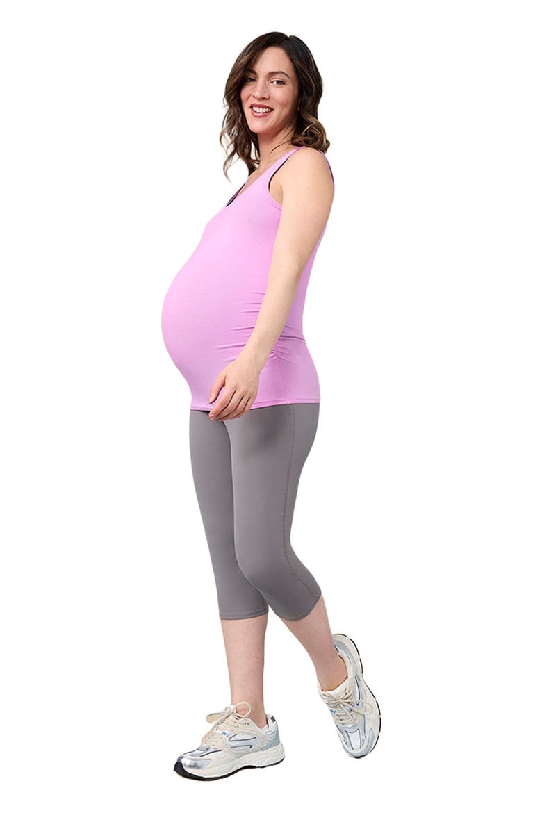 Over the Belly Active Capri Legging, Main, color, Heather Grey