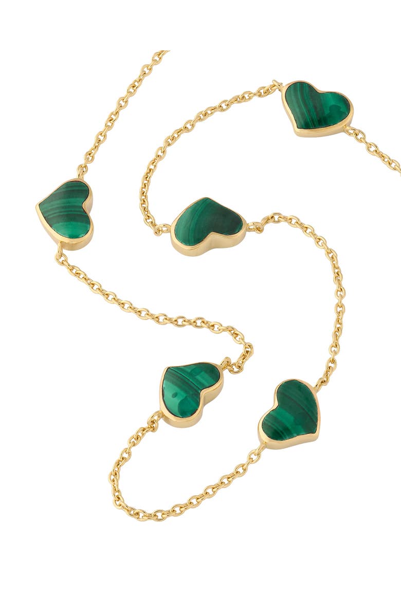 Five Station Heart 30" Necklace Set In Sterling Silver With 18K Gold Overlay, Alternate, color, GREEN