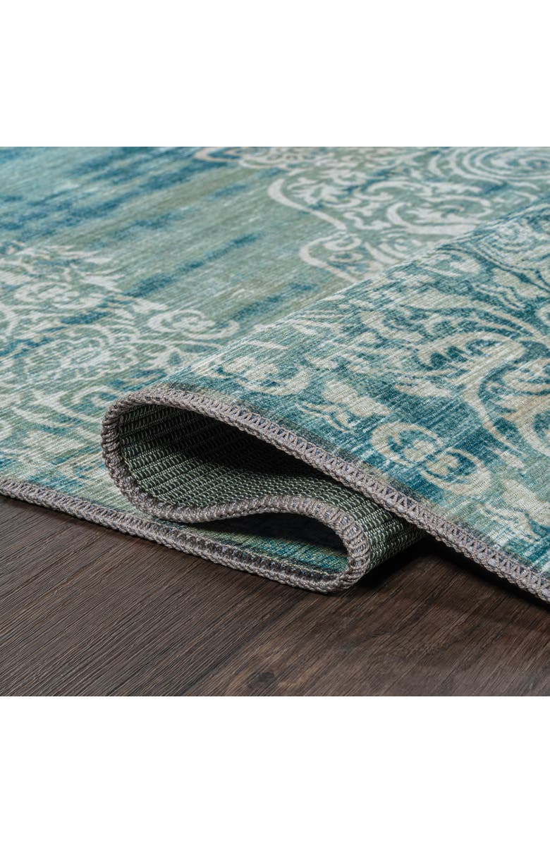 JONATHAN Y Regis Bohemian Medallion Machine-Washable Area Rug, Alternate, color, Teal/Cream