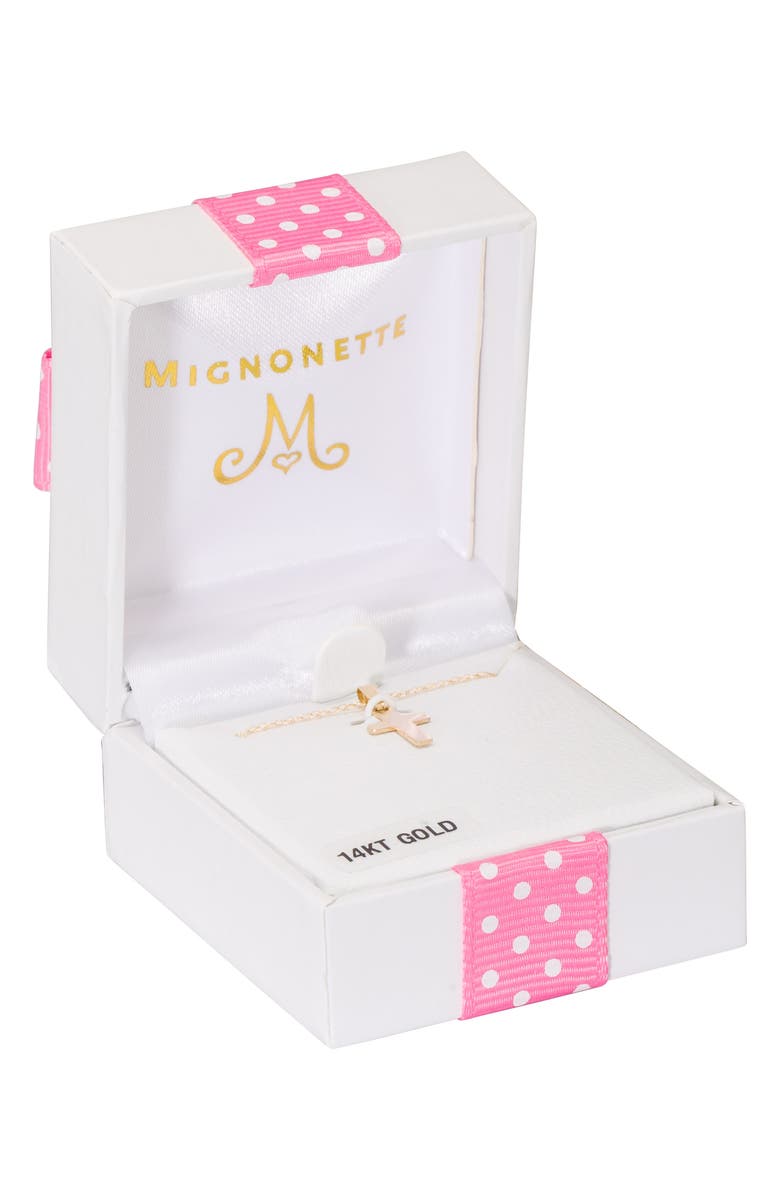 Mignonette Gold Cross Pendant Necklace, Alternate, color, Gold