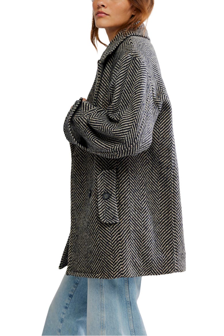 Ari Herringbone Peacoat, Alternate, color, BLACK